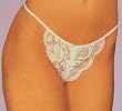 White Split Front Lace Thong Panty