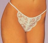 White Split Front Lace Thong Panty