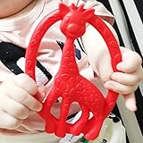 歯がため シリコン製キリンの 歯固めおもちゃ ソフト 握りやすい シリコン リング　ママ授乳ジュエリー　アクセサリー[BPAフリー][FDA認可済]安全 無味　レッド