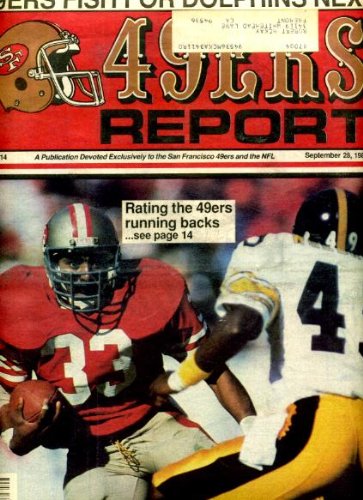 San Francisco 49ers Report September 28 1986 Roger Craig on Cover, Keena Turner (of Purdue) Centerfold Poster, Tom Cousineau Q&A, Sherm Lewis Likes Running Backs, Alumni Profile - Dutch Elston