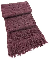 Handmade Alpaca Natural Fiber Scarf - Cable Design in Plum - Long Size (Men/w...