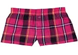 Romance Red Sparkle Glitter Plaid Check Flannel Cotton Girl Boxers Mini Itty Bitty Shorts 1 Inseam, Covered elastic waist, 100% cotton,