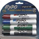 Sanford Expo Bold Color Dry Erase Marker 4 pk Assorted Colors Origional Ink w/ Chisel Tip