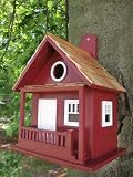 New Home Bazaar Inc. The Kottage Kabin Birdhouse Redwood Removable Back Wall Great Decorative Accent