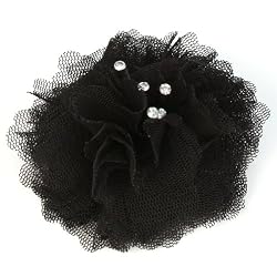 Elegant Fishnet Corsage Hair Clip Pin Brooch Clothing Hats Scarf Crystals Black