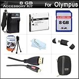 8GB Accessories Kit For Olympus Stylus SZ-15 Digital Camera Includes 8GB High Speed SD Memory Card + Extended Replacement (1000 maH) LI-50B Battery + AC/DC Travel Charger + Mini HDMI Cable + USB 2.0 Card Reader + Hard Case + Screen Protectors + More