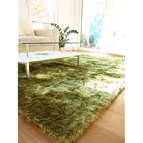 benuta - poil long Tapis Shaggy Whisper Apple vert - Dimension: 80x80 cm � Rund