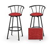 2 Red Textured Glitter Fabric Specialty / Custom Black Barstools with Backr ....