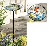 Art Glass Butterfly Birdbath W/ Stand By Collections Etc