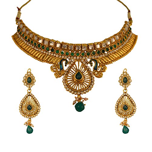 Graykart Meenakari Peacock Design MangTikka Set With Earrings For Women