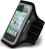 iPhone 4 4S Armband : Stalion&reg; Sports Running & Exercise Gym Sportband (Jet Black) Water Resistant + Sweat Proof + Key Holder