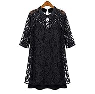 Elbow Length Sleeves Georgette Lace  Dress