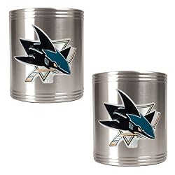 San Jose Sharks NHL 2pc Stainless Steel Can Holder Set- Primary Logo