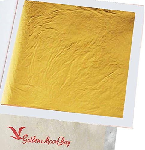 GoldenMoonBay Edible Gold Leaf 24 Karat (Standard 999/1000) | 3" x 3" inches Gold Leaf Sheet for Cake Decorations, Spa Facial Mask Treatments, Gilding Arts Sculptures &amp; Crafts | (20 Sheets)