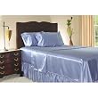 Luxurious Queen Size Jewel Blue Satin Sheet Set