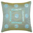 Decorative Handmade Cushion Cover / Pillow Sham With Gold Stitch Design - Light Blue Green