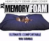 XL EXTRA LARGE OVERSTUFFED 50X40 HEAVY DUTY LONG LASTING MEMORY FOAM PET DOG BED PILLOW + 1 EXTRA REPLACEMENT DENIM COVER