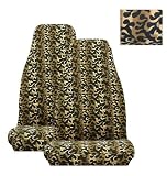 Set of 2 Universal-fit Dragon Fire Flame Print Front Bucket Seat Cover - Tan