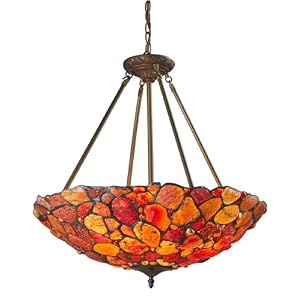 Carnelian Four Light Inverted Pendant in Tiffany Bronze