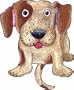 Dog Wall Clock - Goofy Dog (White/Brown) (10" tall)