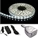 Flexible Waterproof Lighting Strip LED Ribbon 5 Meter or 16.4 Ft 12v for your Anniversary Decorations (White) with Power Adapter and Power Inverter