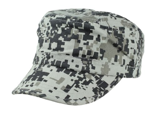 Camouflage Hat Washed Army Military Cap in Gray Pixels Adjustable Plain