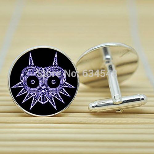 Pretty Lee Legend Of Zelda Game Majoras Mask In Silver Cufflinks Glass Cabochon Cufflinks C3750