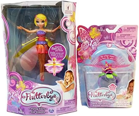 Flutterbye Flying Fairies - Dawn &amp; Flutterbye Magical Fairy Bracelet, Fuchsia . Bundle of 2!