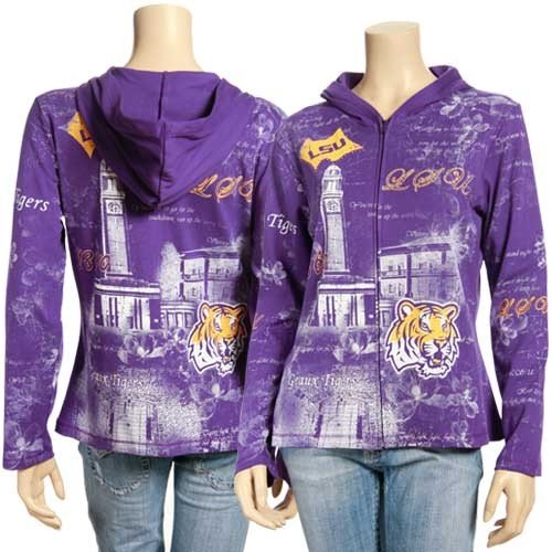 LSU Tigers Ladies Purple Rhinestone Full Zip Hoody