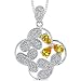 Inspired Magic: Sterling Silver Designer Inspired Quatrefoil Shape Pendant Necklace with Yellow/White CZ Diamond