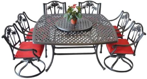 Heritage Outdoor Living Palm Tree Cast Aluminum Dining Set 64" Square Table - Antique Bronze