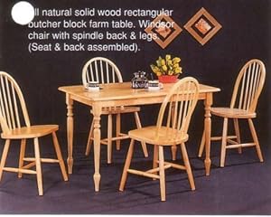 New Natural Butcher Block Farm Dining Table & 4 Chairs