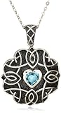 Sterling Silver Flower-Shaped Celtic Blue Topaz Pendant, 18.5"