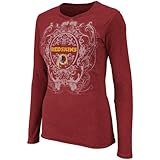 NFL Women's Washington Redskins Coin Toss Long Sleeve Crew Neck Overrdyed Tee (Dark Garnet Heather, Large)