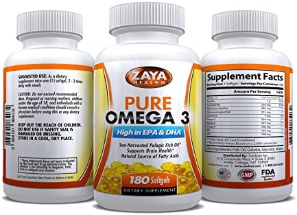 Pure Omega 3 Fish Oil Supplement-High EPA/DHA Content ★180 Count - 2 to 3 Months Supply★ Rich in Essential Fatty Acids-Enhanced Cognitive Function !!!
