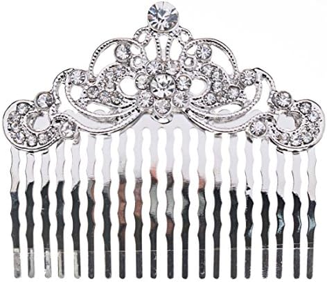 Crystalbella Fashion Bridal Wedding Jewelry Crystal Rhinestone Beautiful Vintage Hair Comb Pin Silver