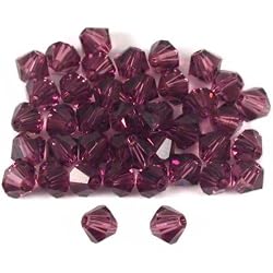 40 Amethyst Bicone Swarovski Crystal Beads 5301 4mm