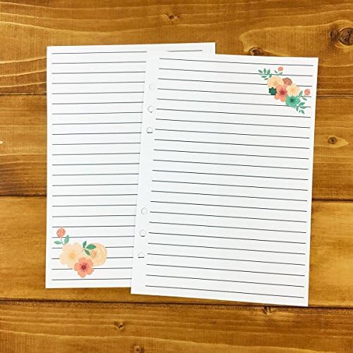 A5 Lined flower printed planner inserts - lines - journaling - note taking - notebook paper