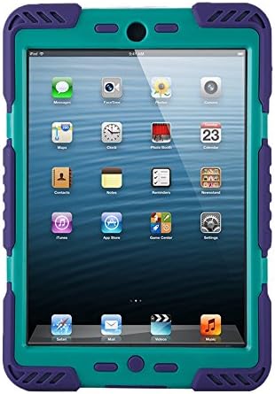 iPad Mini Case LittleMax(TM) *Rotating Kickstand* Rigid Armor Case Cover Heavy Duty Hard Back Case for iPad Mini, iPad Mini 2 &amp; 3 [Free Cleaning Cloth,Stylus Pen]--Purple &amp; Bluish