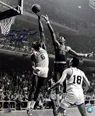 Bill Russell Autographed/Hand Signed Boston Celtics 16x20 Photo (Blocking Wilt Chamberlain) (Limited