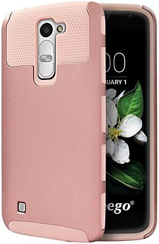 LG K7 Case, LG Tribute 5 Case, Sophia Shop 2in1 Drop Protection Dual Layer Heavy Duty Hybrid Armor Rugged Hard Protective Case Cover For LG K7/LG Tribute 5(Rose Gold+Pink)