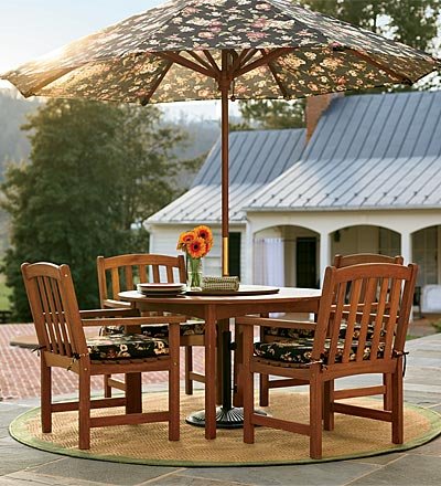 Forest Stewardship Council-Certified Eucalyptus Outdoor Round Table and Four Chairs