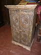 Antique India Jaipur Style Carved Sunburst Teak Armoire Side Cabinet 41x25x14