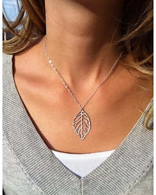 Hollow out leaves silver necklace