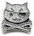 PIRATE KITTY CAT Belt Buckle with Silver Glitter