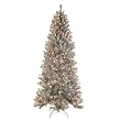 7' Pre-Lit Silver Tinsel Artificial Christmas Tree - Clear Frosted Lights