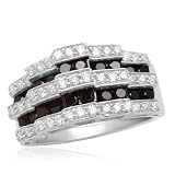 51qAcV4WEUL. SL160  10k White Gold Black & White Diamond Ladder Anniversary Ring