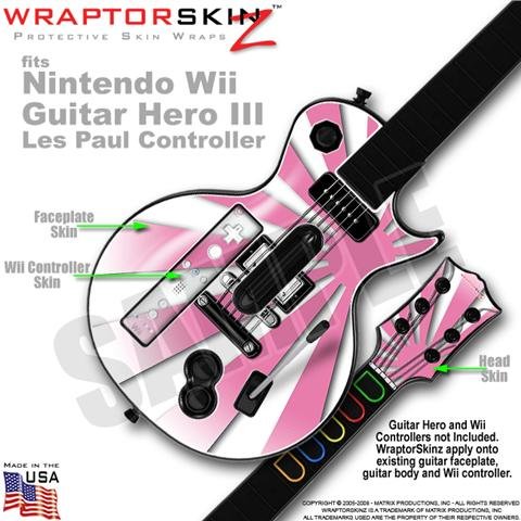 Rising Sun Pink Skin by WraptorSkinz TM fits Nintendo Wii Guitar Hero III (3) Les Paul Controller (GUITAR NOT INCLUDED)