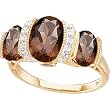 14K Yellow Gold Smoky Quartz and Diamond Ring