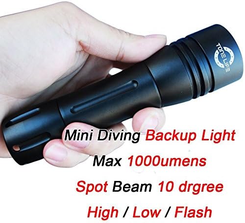 Merlin Light Scuba Diving Light Underwater Torches Waterproof Led Flashlight 100M Waterproof Submarine Light Rechargeable 1000LM Rotary Switch 3Modes (Black,Pack of 1) (Torch+Lanyard+ Battery+Charger)